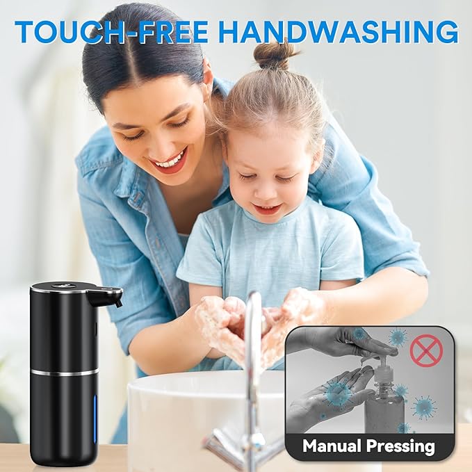 Automatic Liquid Soap Dispenser Touchless, Rechargeable Electric Dish ＆ Hand Soap Dispenser with Smart Digital Display, 6 Adjustable Level, Wall Mounted, 380ml IPX5 for Kitchen and Bathroom