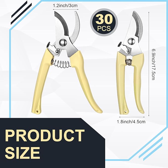 Chumia 30 Garden Flower Shears Pruning Scissors Heavy Duty Plant Scissors Trimming Garden Clippers Hand Tree Pruner for Yard Gardening Plants Hedge Flower Tree Cutting Secateurs (Beige)