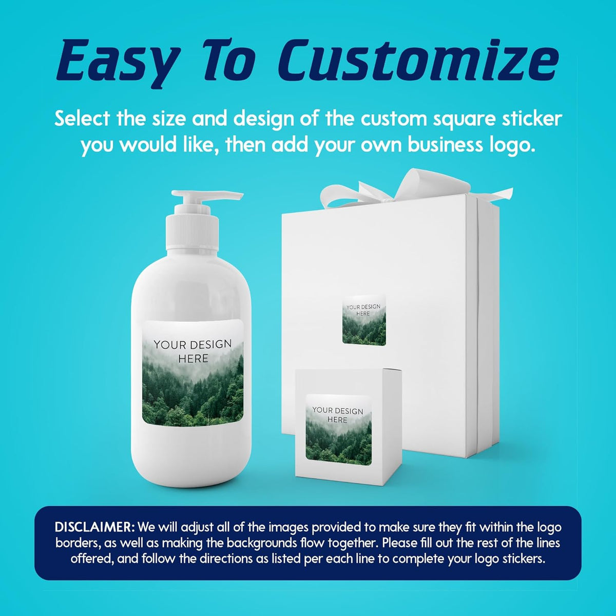 100 Custom Vinyl Stickers - Upload Your own Image, Text, Design, Logo - Personalized Logo Labels for Handmade, Packaging, Bottle, Jars, Candle, Brand Stickers (Foggy Valley, 5x5 Square)