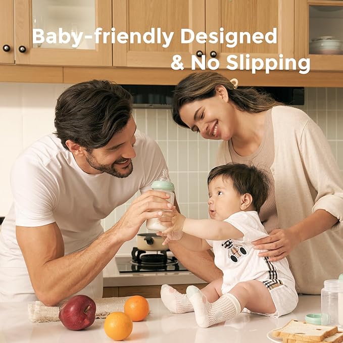 Momcozy Natural Baby Bottle, Wide-Neck, BPA Free Breast Milk Container, Storage Collection Bottle for Fridge & Milk Cooler, Breastfeeding Essential, 11 oz, 4 pcs