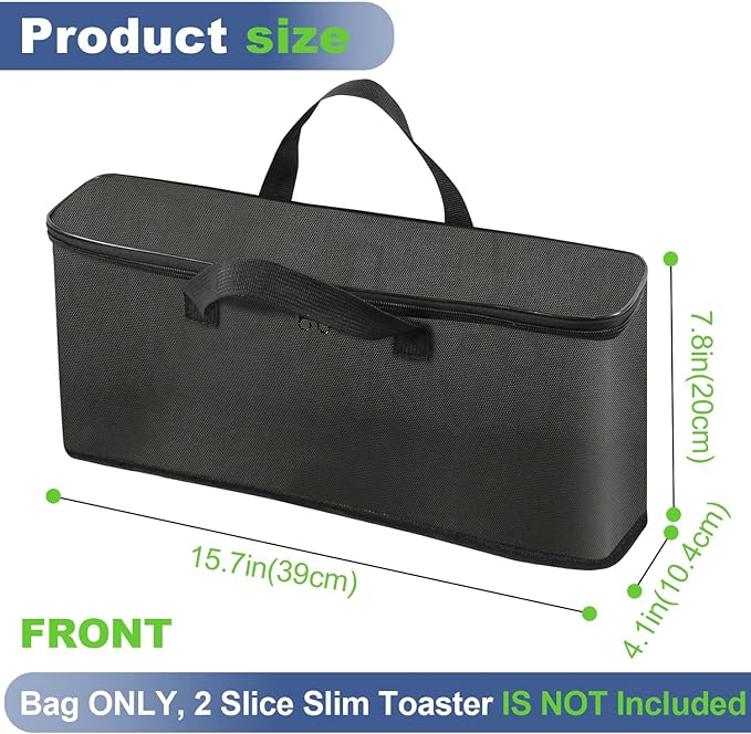 Carrying Bag for Bella 2 Slice Slim Toaster, Portable Outdoor Toaster Travel Carrier Bag Case for Bella, Waterproof & Heat-Resistant 2 Slice Bread Maker Bag with Aluminum Foil Lining