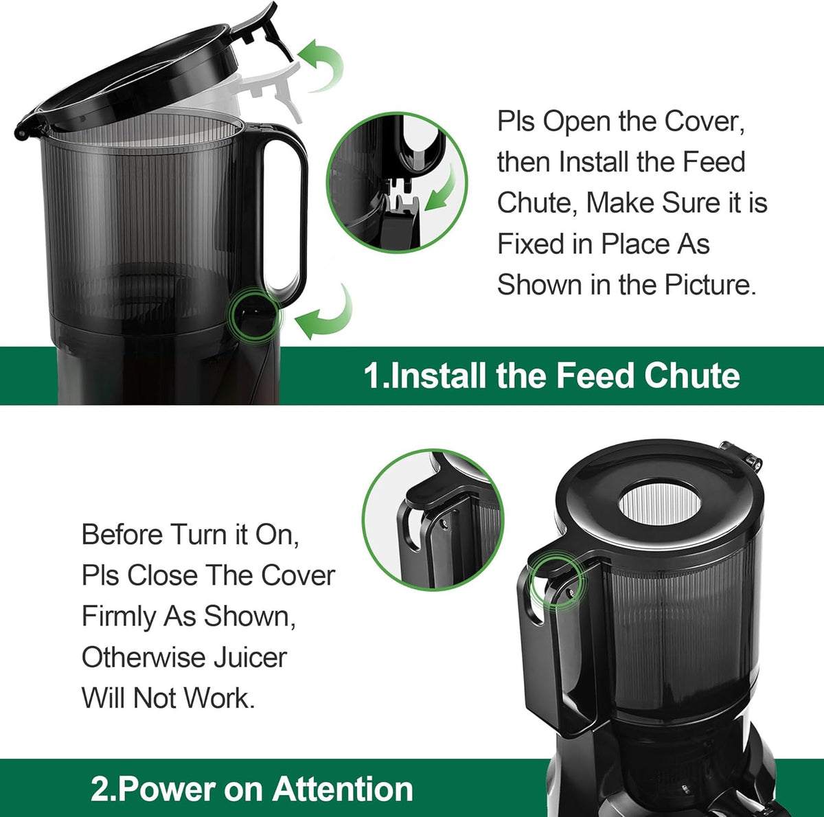 Cold Press Juicer Machines,Fretta Slow Masticating Juicer Machines with 4.25" Large Feed Chute,Fit Whole Fruits & Vegetables Easy Clean Self Feeding,High Juice Yield,BPA Free (Black)