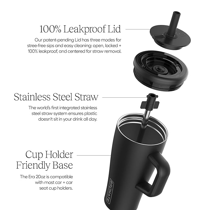 BrüMate Era 20 oz Tumbler with Handle and Straw | 100% Leakproof Insulated Tumbler with Lid and Straw | Made of Stainless Steel | Cup Holder Friendly Base | 20oz (Prickly Pear)