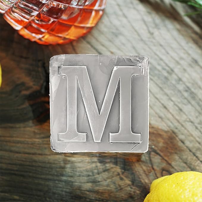 Letter M Monogram Ice Cube Mold Custom Ice Cube Mold 2 Inch Big Initials Silicone Ice Cube Tray Gifts for DAD Gifts for Him