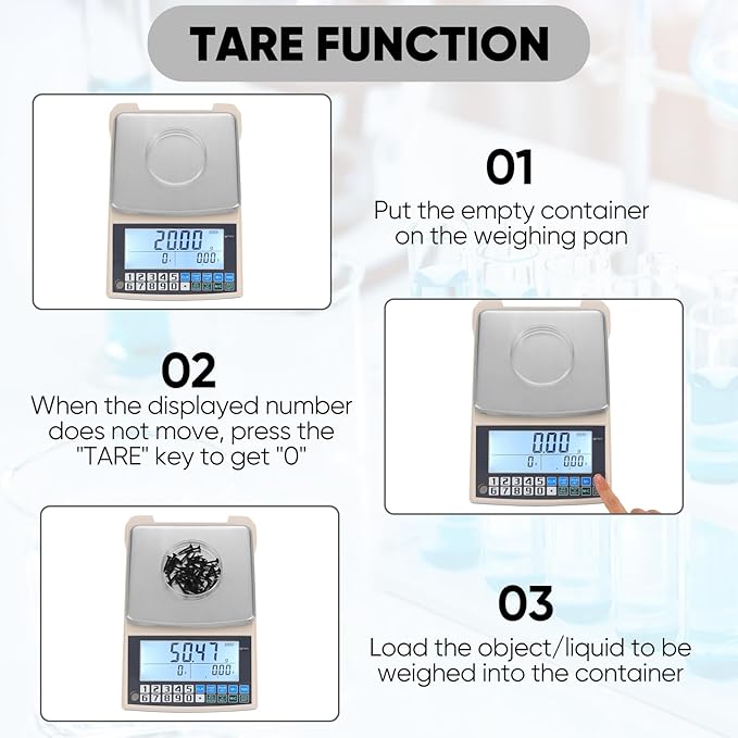 Lab Scale 5000gx0.01g High Precision Lab Gram Counting Scale with RS232 Port & Calibration Weight & Battery, Lab Analytical Balance Scientific Electronic Scale for Kitchen, Jewelry, Gold, Industrial