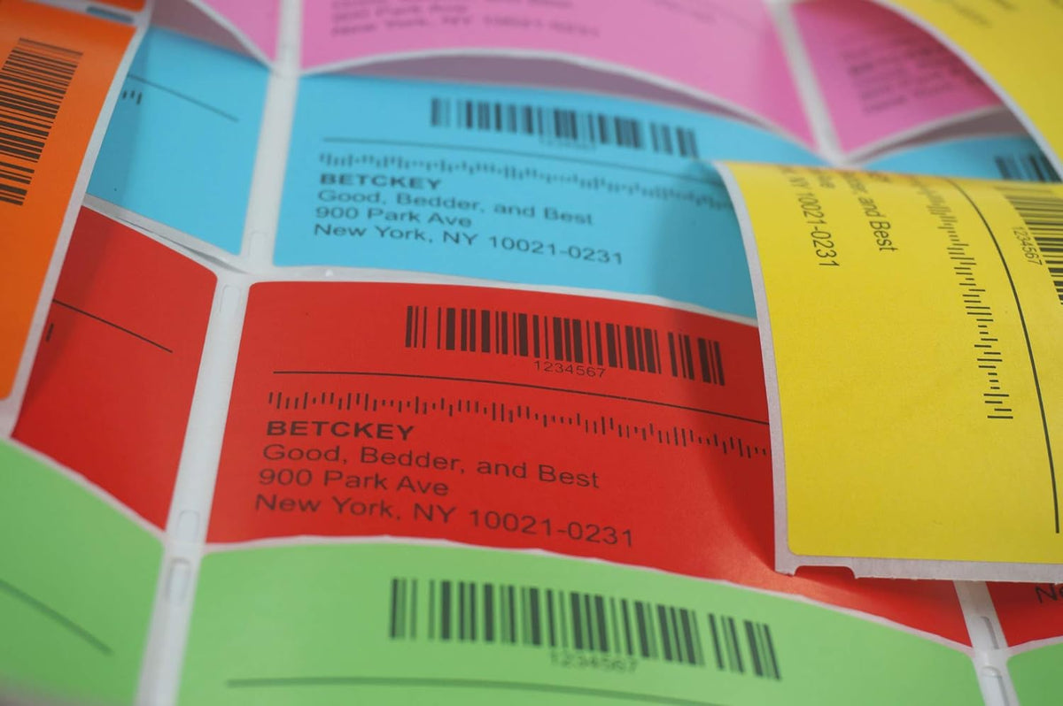 BETCKEY - 2.25" x 1.25" UPC Barcode & Multipurpose Labels Compatible with Zebra & Rollo Label Printer,Premium Adhesive & Perforated[Light Blue, 6 Rolls, 6000 Labels]