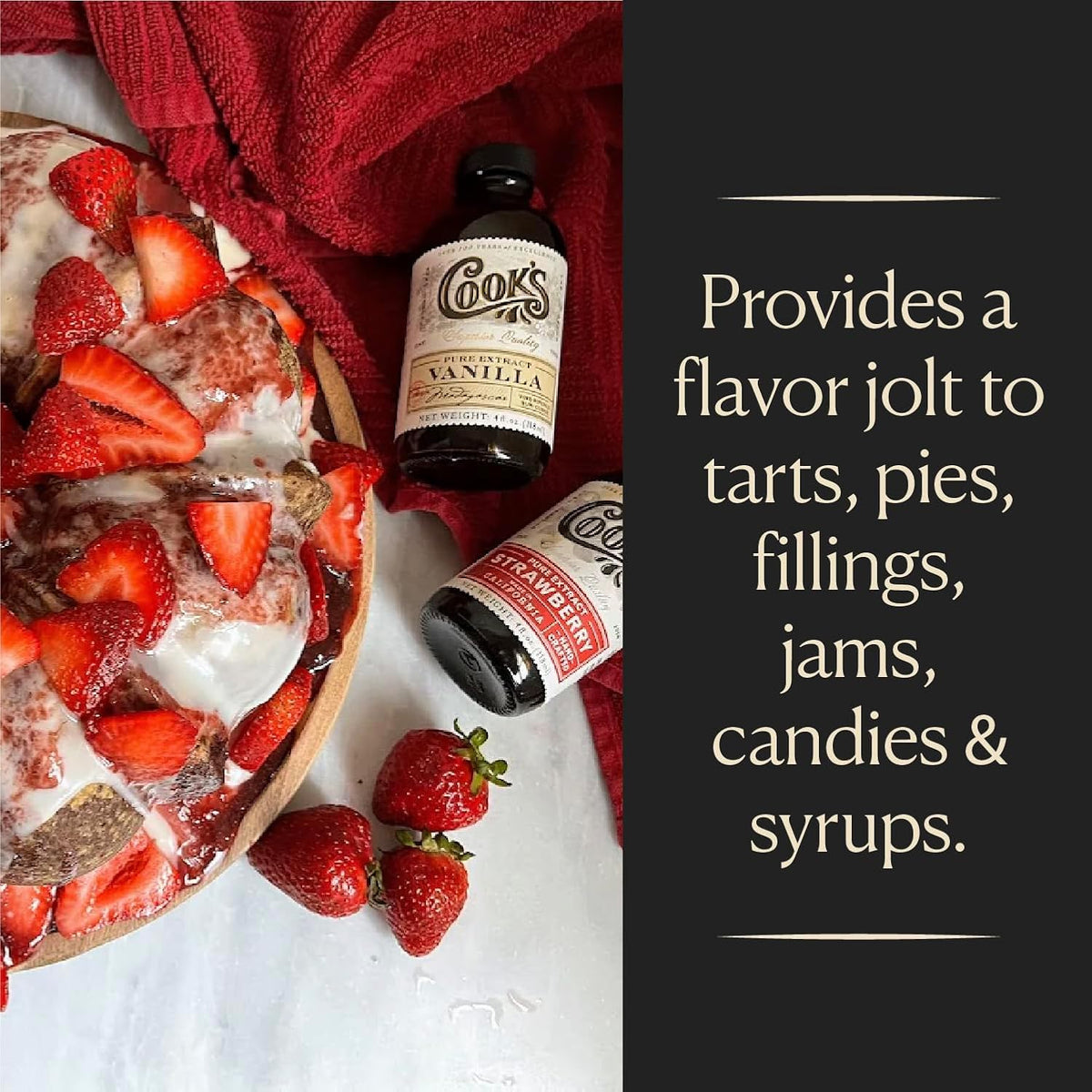 Cook's, Natural Strawberry Extract, for Baking, Tarts, Pies, Candies, Syrup, 128 Ounces (1 Gallon)