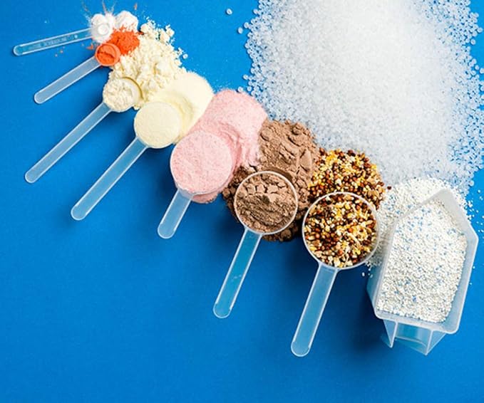 Plastic Measuring Scoop, (1.25 cc | 1/4 teaspoon | 1.25 mL) Long Handle Spoons for Powders, Granules, Coffee, Pet Food, Baking Supplies, Protein and Other Dry Goods, BPA Free (Set of 500)