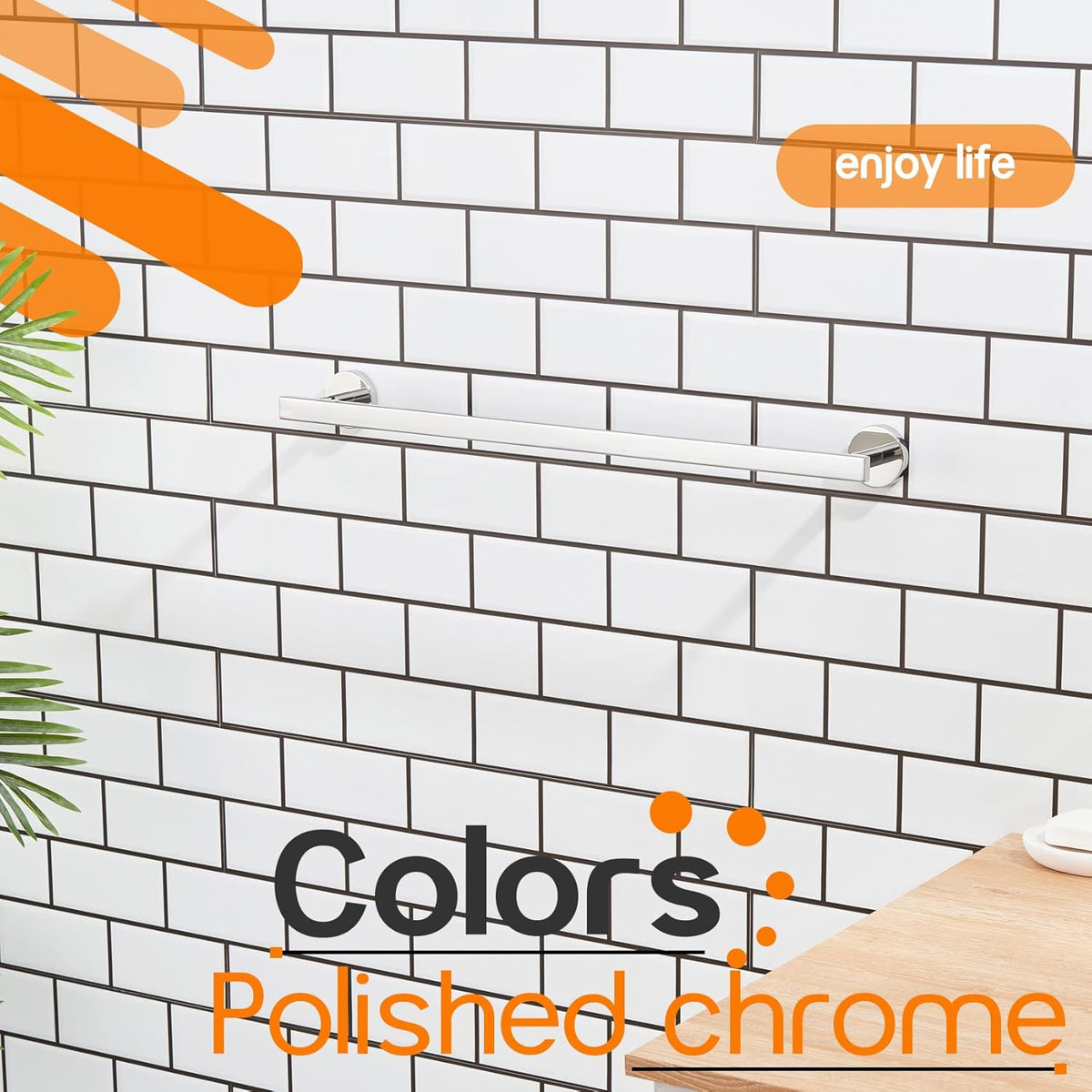 20 Inch Bathroom Towel Bar Bath Towel Rack Kitchen Towel Holder Towel Shelf Wall Mounted SUS304 Stainless Steel Polished Chrome AN4001CH-L20
