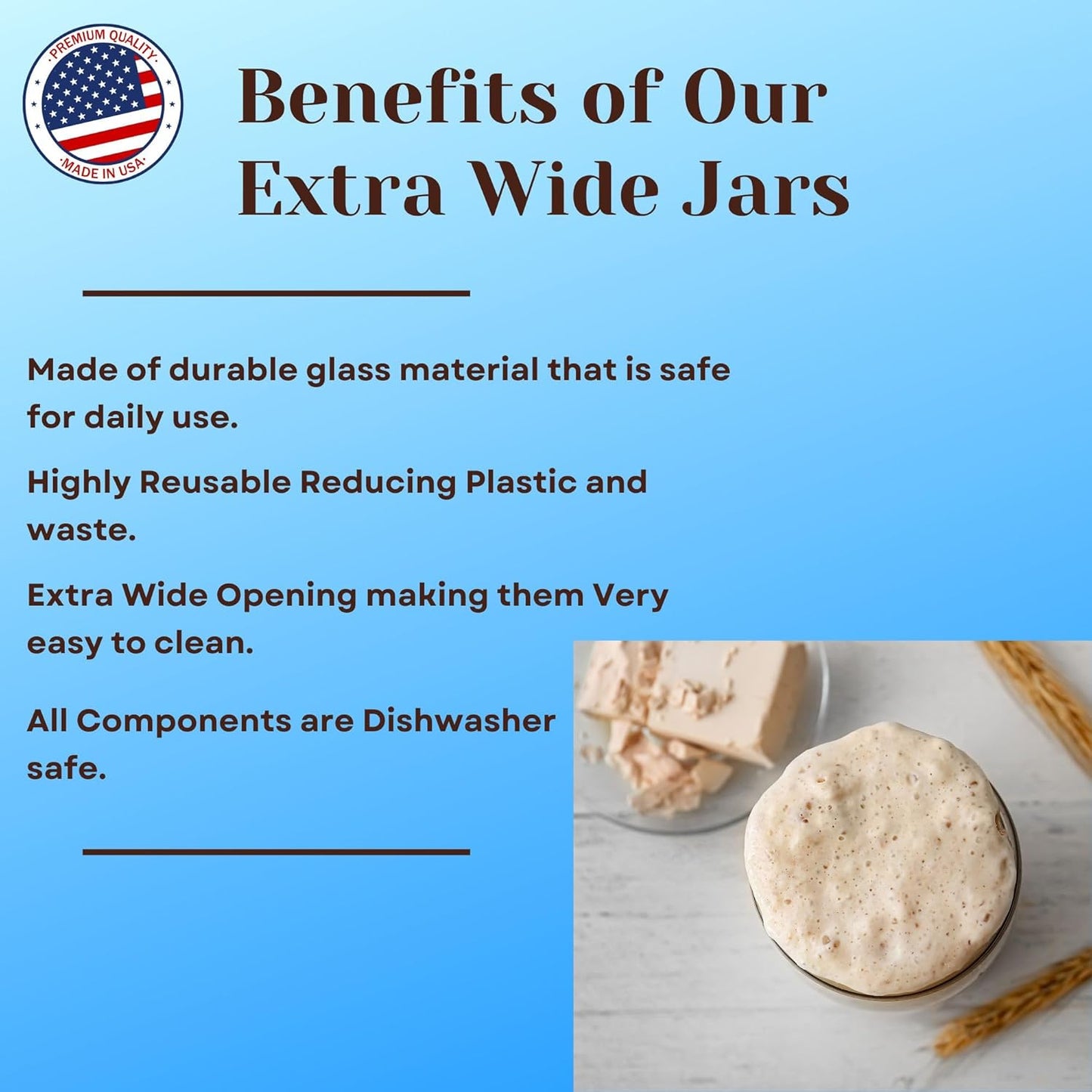JARMING COLLECTIONS Mason Jars 16 oz Glass Extra Wide Mouth Pint Storage Jars with Lids - BPA Free Plastic Storage Lids - Made in USA - Pint Glass Jars 16 oz with Lids, Ryan16BKX3
