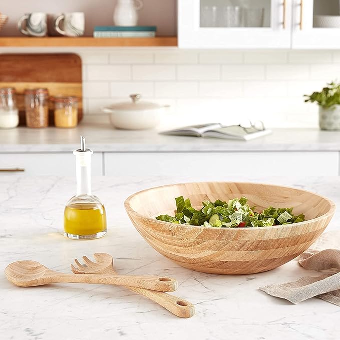 Lipper International Bamboo Wood Salad Bowl