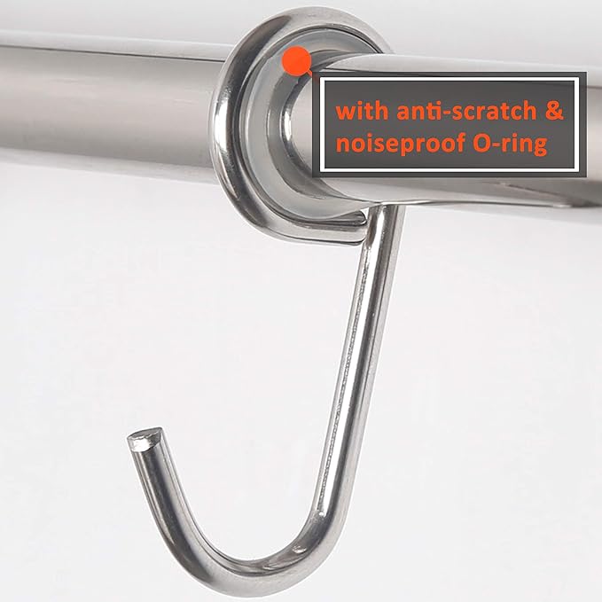 Dseap Kitchen Hooks for Hanging Utensils, Hanging Pot Rack, Kitchen Utensil Hanger Rail with 8 Hooks for Pots Pans, Spoons, Mugs, Wall Mounted, Stainless Steel, Chromed, Pack of 2