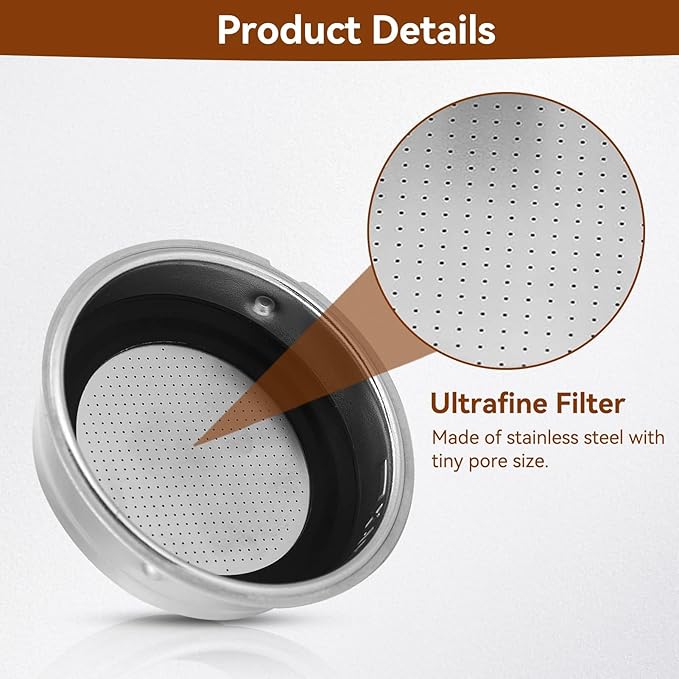 1 Cup 51mm Coffee Filter Basket, Stainless Steel Pressurized Mesh Coffee Filters Bottomless Portafilter Coffee Machines Accessories for Semi-Automatic Coffee Machine Series (1 Cup)