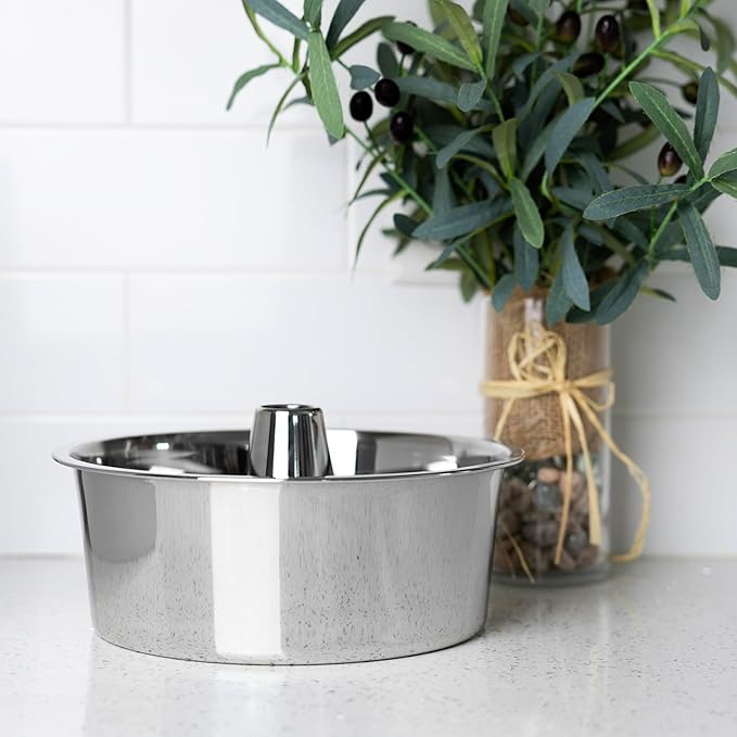 Fox Run Angel Food Cake Pan, Stainless Steel Tube Cake Pan With Removable Bottom, Round 10" x 5"