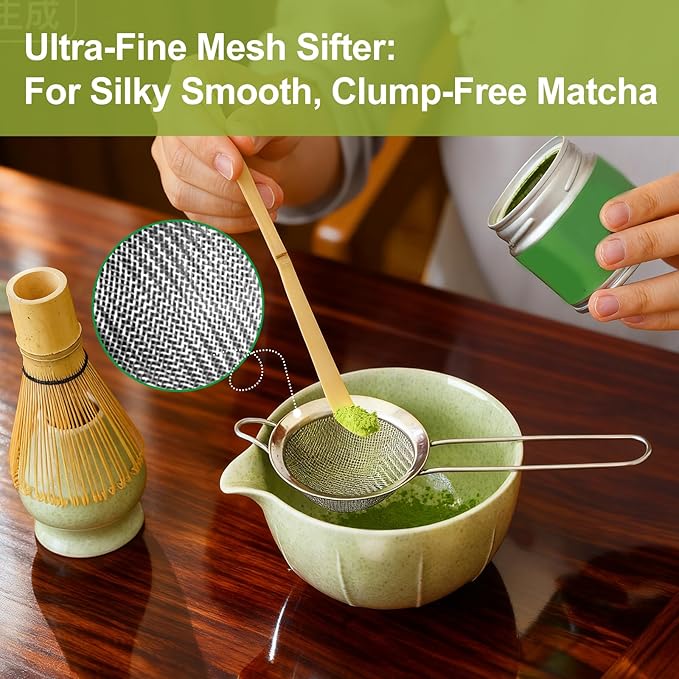 16 Oz Matcha Whisk Set, 8 - piece Set Organic Matcha Set Whisk,Premium Ceramic Matcha Kit Set for for Making Breakfast/Latte, Matcha Lovers