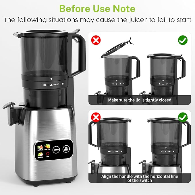 Kndko Juicer Machines, Slow Masticating juicer with 5.4" Wide Feed Chute, Juice Extractor Machine for Whole Vegetables & Fruits, Cold Press Juicer, High Juice Yield, Easy to Operation & Clean