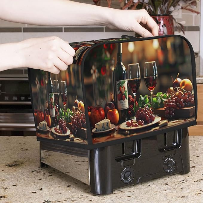 Fruit Apple Grape Wine Toaster Cover 2 Slice Dust and Fingerprint Protection Toaster Bread Maker Covers Washable Kitchen Small Appliance Covers for Kitchen Accessories Decor Bakeware Women Gift