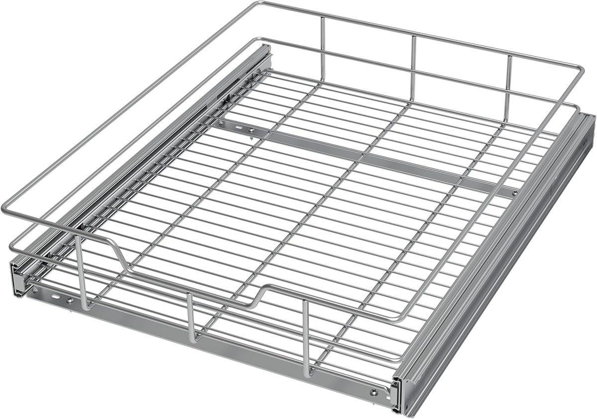 Pull Out Cabinet Organizer 17" W X 17" D, Slide Out Drawers For Kitchen Organizers and Storage, Pull Out Drawers For Cabinets Capacity Heavy Duty Caddy, Cabinet Shelves Chrome-Plated, Bathroom Pantry