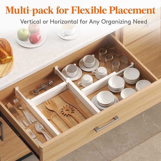 Lifewit Silverware Drawer Organizer, Expandable Utensil Tray for Kitchen, 5 Pack Kitchen Drawer Dividers 2.36" High, 16"-22" Adjustable Drawer Organizer
