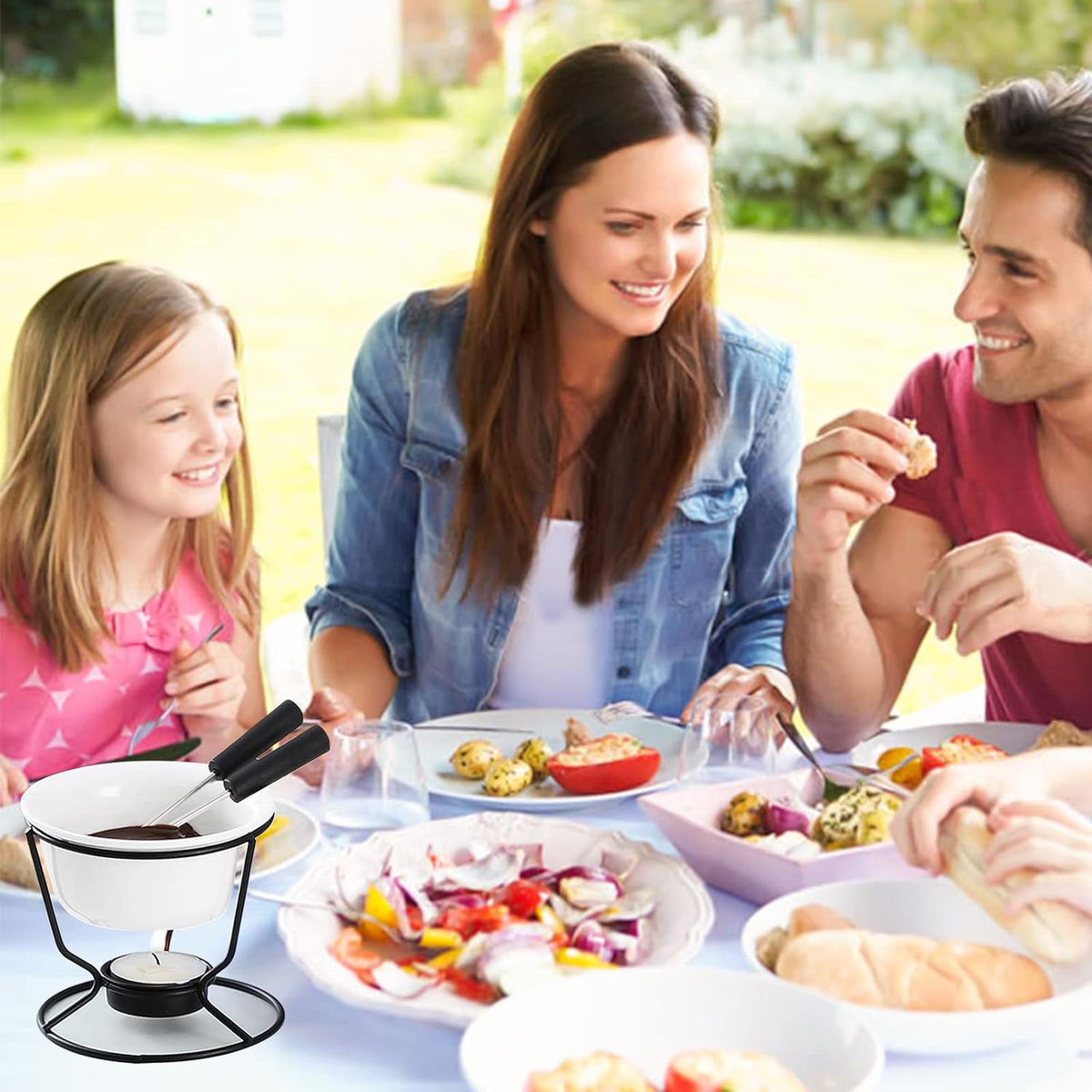 Luvan 4Pcs Fondue Pot Set for Chocolate Butter Cheese, 5oz Butter Warmer for Seafood with 20 Tealight, Ceramic Bowl Oven Microware Dishwasher Safe,Perfect for family dip Fruit,Dessert,Snack