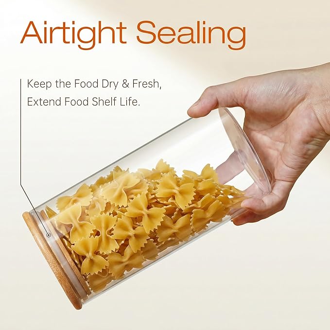 HomArtist Glass Jars with Bamboo Lids 17 FL OZ [Set of 12], Glass Canisters with Airtight Lids, Glass Food Storage Containers for Spice, Coffee, Sugar, Tea, Candies, Cookies,Best for Kitchen & Pantry