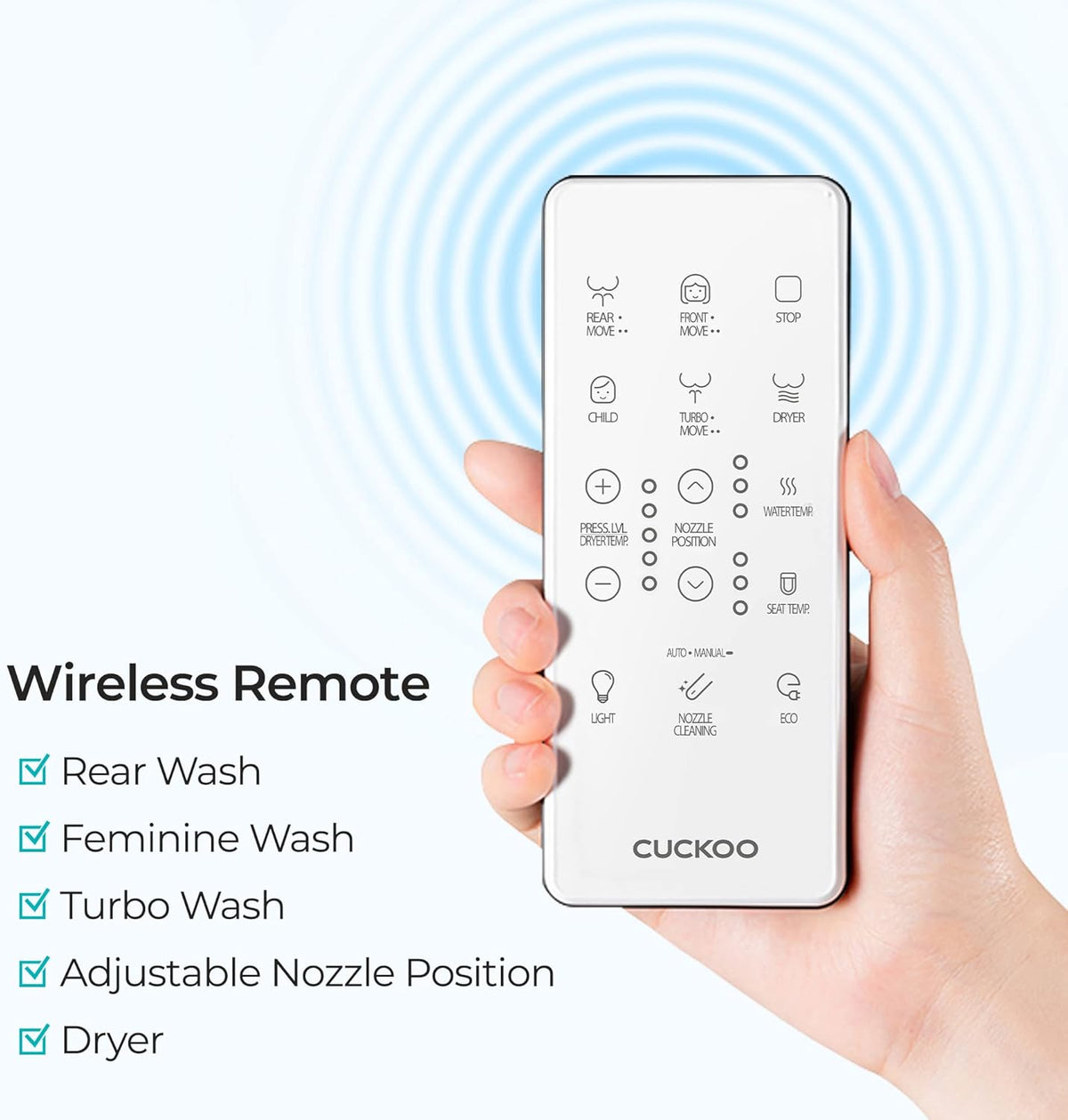 Remote Controlled Electric Bidet for Elongated Seats (CBT-I1030RW)