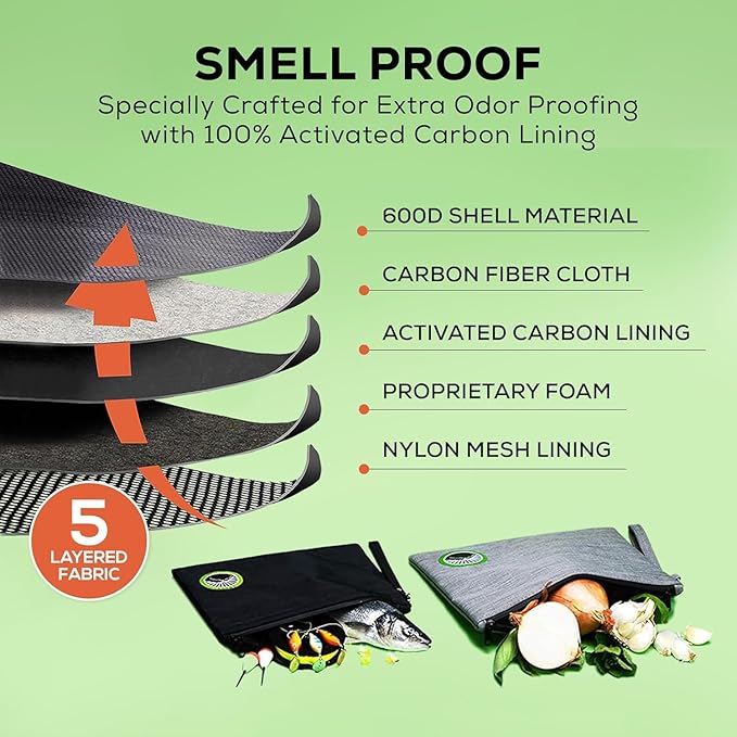 Enjoy Native Small Smell Proof Bag 6" x 4", Odor Resistant, Airtight, Water Resistant, Secure Zipper, Perfect Portable Size, Unisex, Gray, Storage Bag