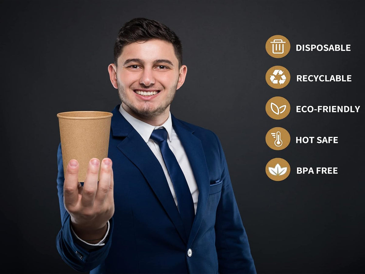 WANBAO 100 PCS 12 OZ Disposable Paper Cups, Coffee Cup, for Coffee Beverages and Cold Drinks.