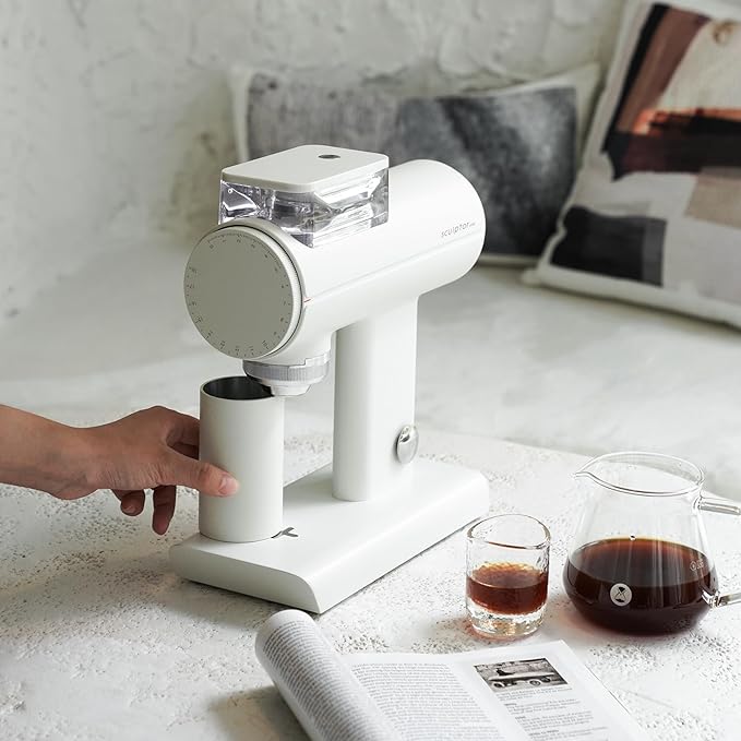 TIMEMORE Sculptor 078S Flat Burr Coffee Bean Grinder, Electric Espresso Grinder with Stepless Coarseness Adjustment, Suitable for Espresso, Pour over, French Press, Cold Brew - White