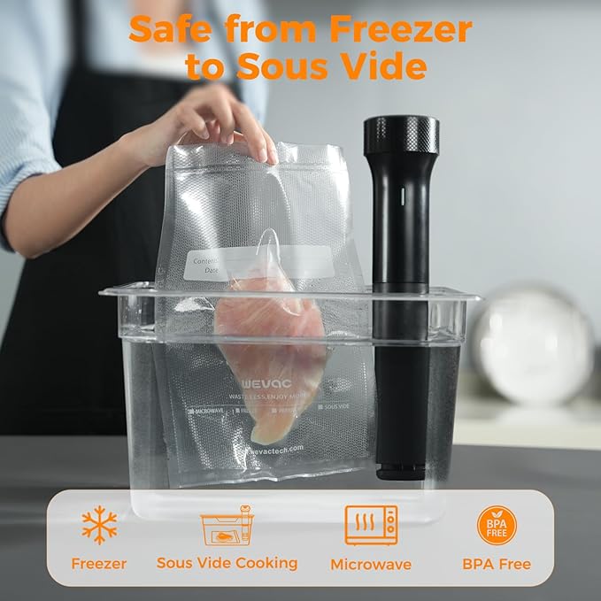 Wevac Vacuum Sealer Bags – 50 Count (6″×10″), Heavy-Duty BPA-Free Food Storage Bags, Puncture-Resistant, Freezer & Sous Vide Safe, Compatible with All Vacuum Sealers