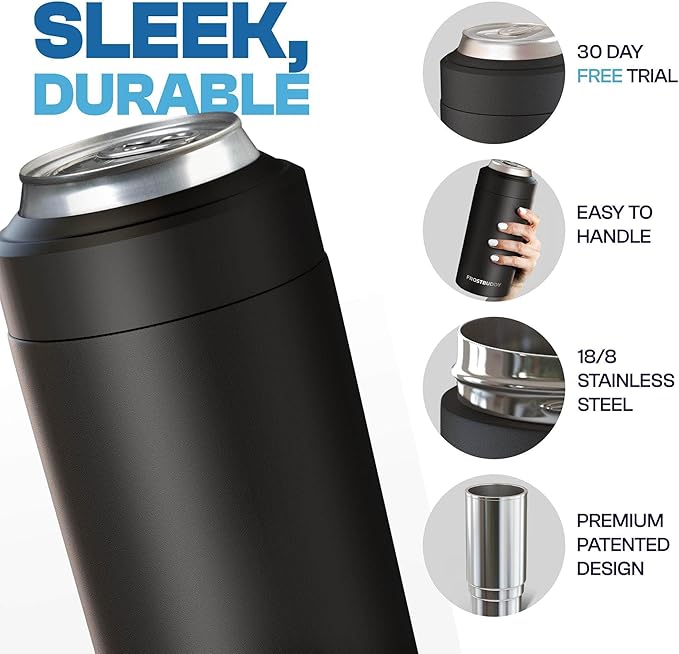 Frost Buddy Universal Buddy Can Cooler - Fits All - For Regular 12 & 16 oz or Slim-Size Bottles - Insulated Double-Walled Stainless Steel (Red)