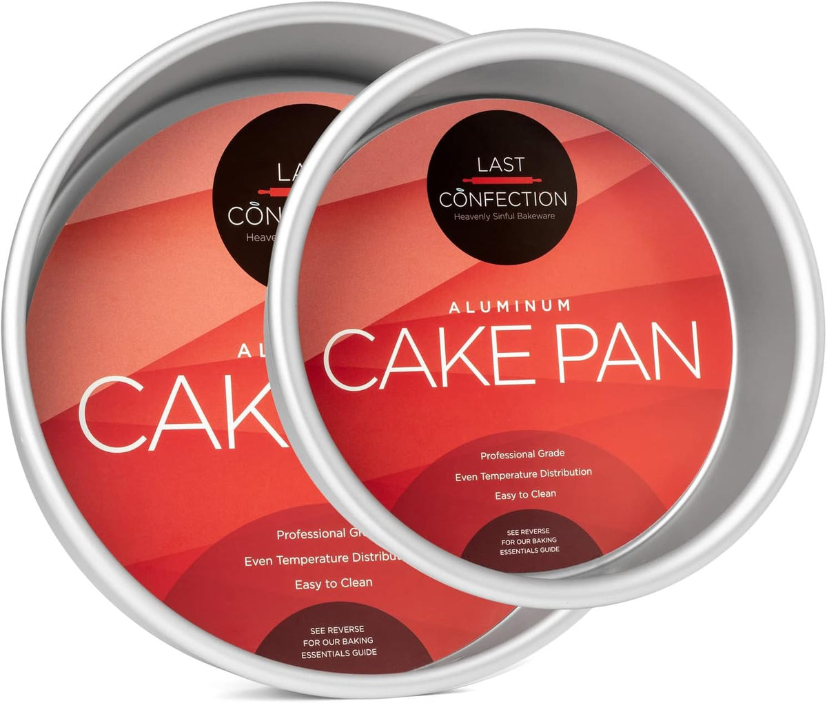 LAST CONFECTION 2-Piece Round Cake Pan Set - Includes 6" and 9" Aluminum Pans - 2" Deep