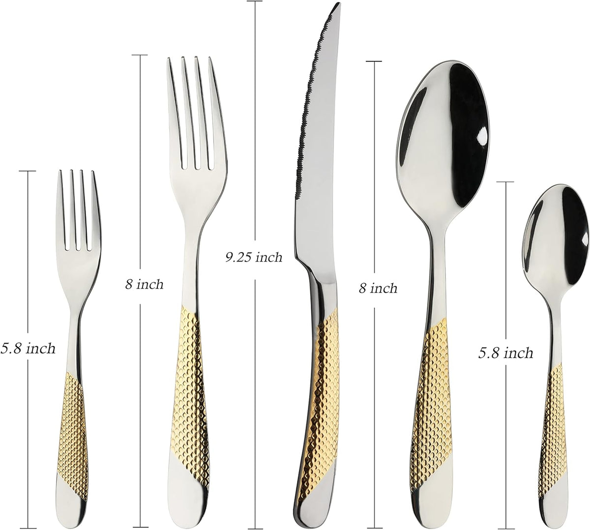 Gold Silverware Set 20-Piece Stainless Steel Flatware Cutlery Set Service for 4 Kitchen Tableware Utensil Set Includes Knives Spoons Forks For Home Kitchen Restaurant