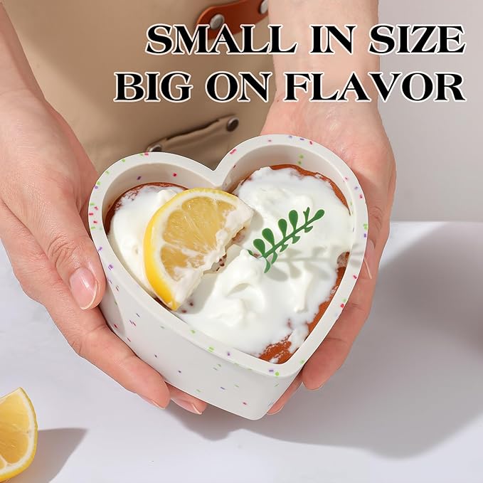 4 Inch Mini Heart Shaped Cake Pans Nonstick Silicone Heart Cake Molds for Baking Set of 2 (Cream)