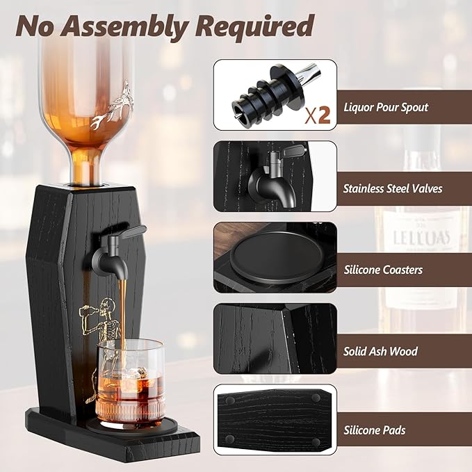 Leakproof Ash Wood Whiskey Liquor Dispenser,Novelty Alcohol Dispenser for Bourbon,Vodka, Wine and Spirits,Fun Bar Accessories for Home Bar,or Man Cave,Ideal Whiskey Gifts for Men,Father's Day