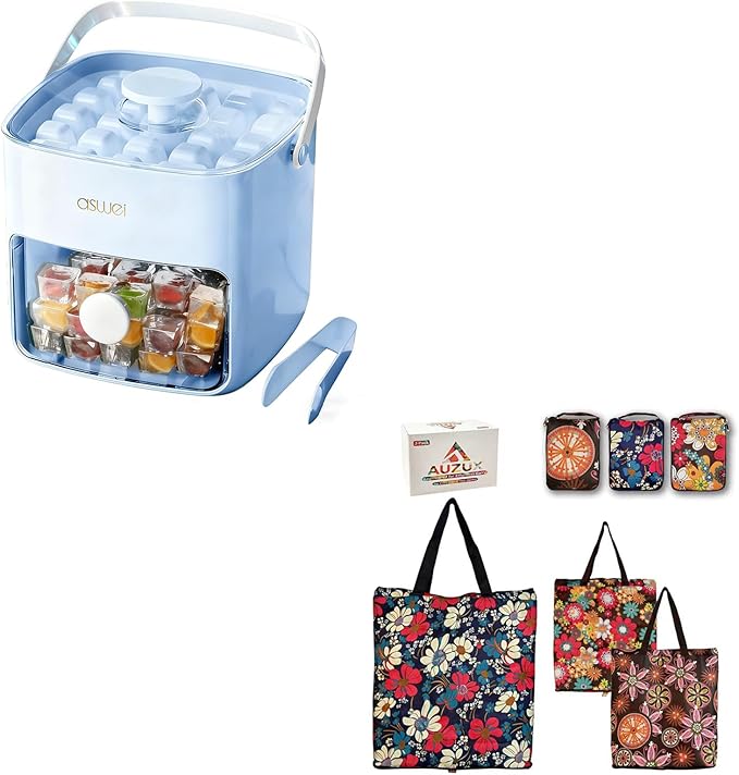 Mini Ice Cube Trays+ Reusable Grocery Bags 3Pack