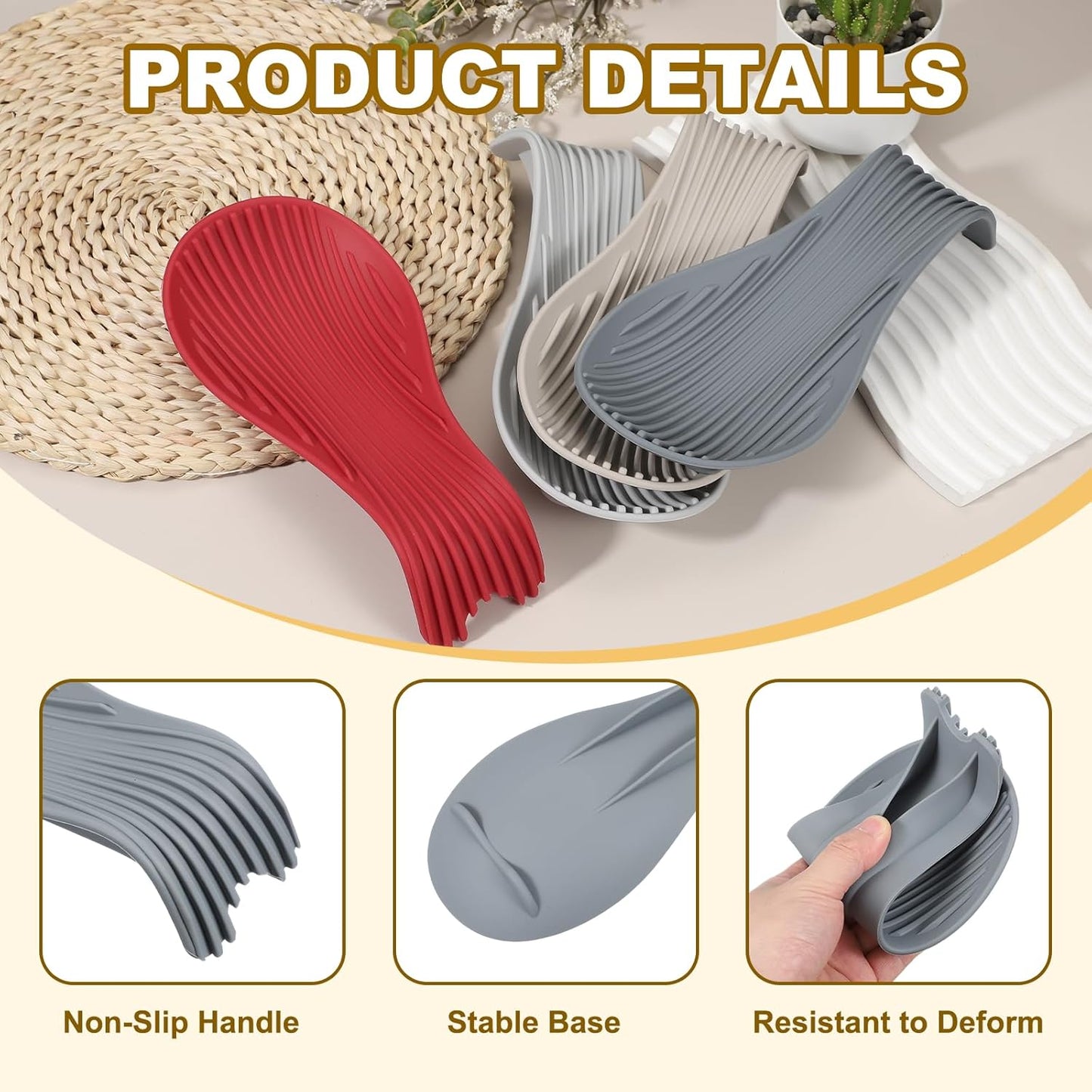 uxcell 1 Set Silicone Spoon Rest for Stove Top, Silicone Spoon Holder for Cooking Spatula, Ladle, Brush Grey/Purple