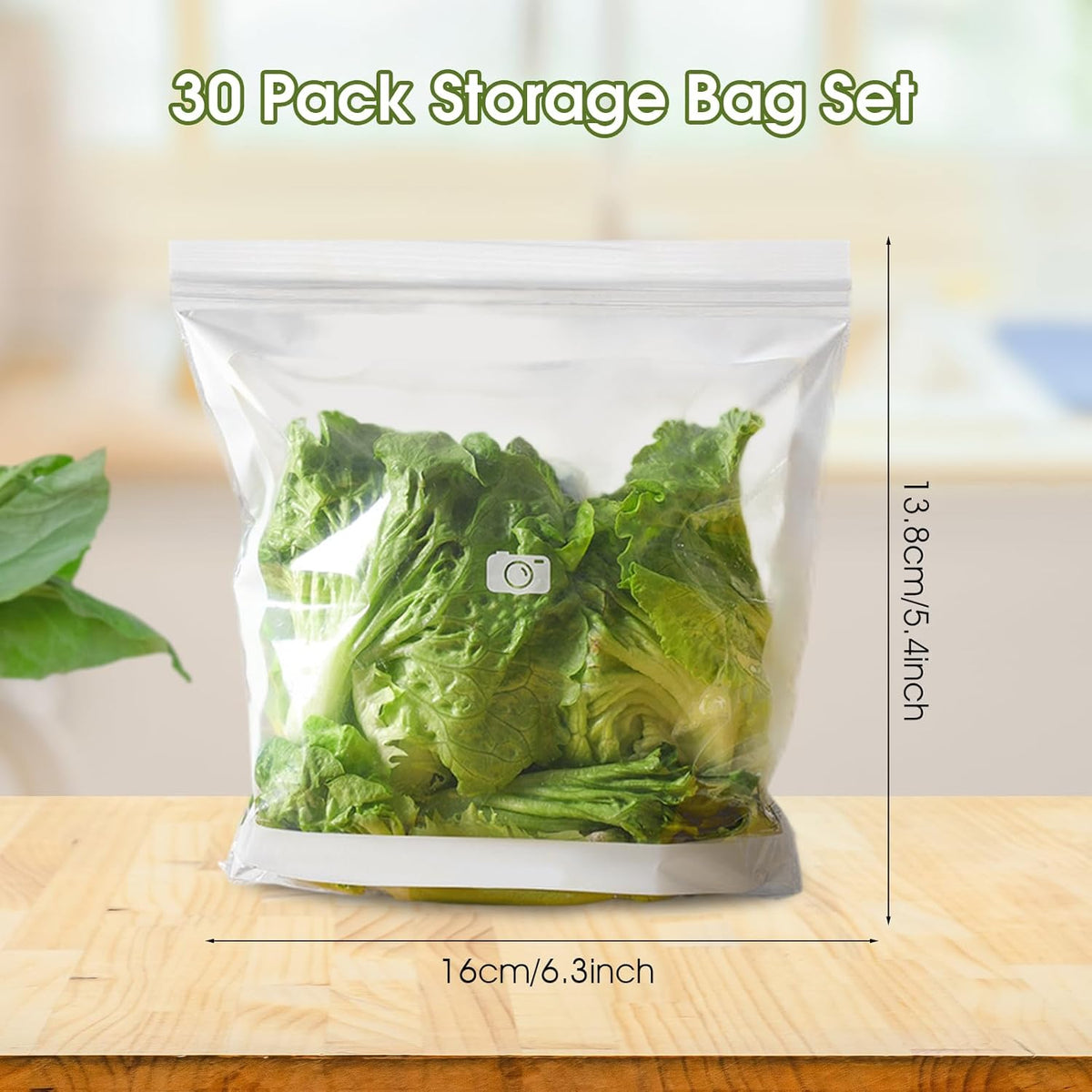 Reusable Freezer Bags 30PCS, Gallon Food Storage Bags with Stand & Label Leakproof Reusable Sandwich Bag for Kitchen, Vegetables, Snacks