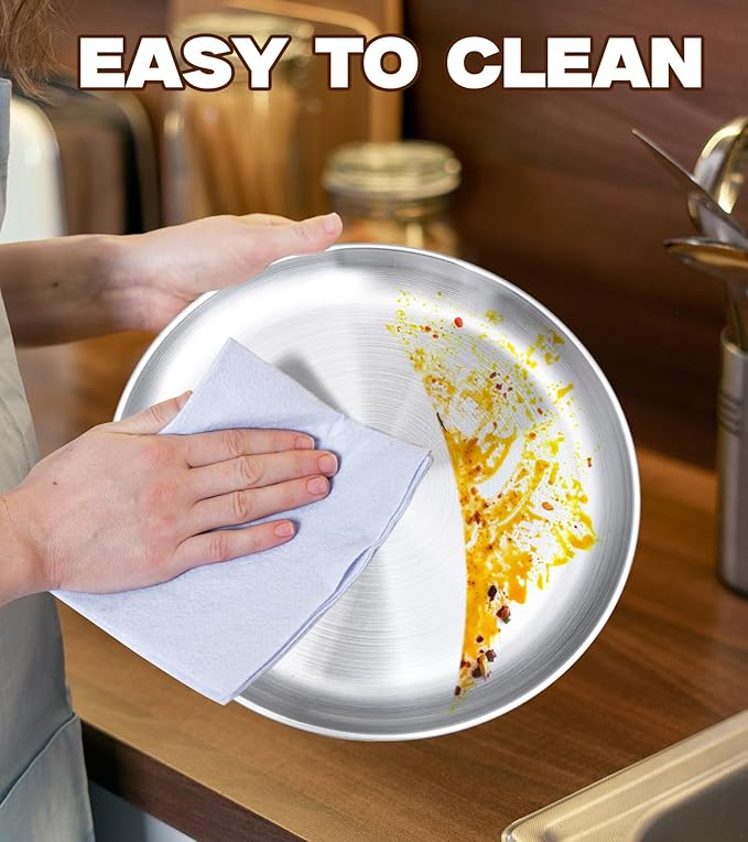 Yuiicaov Stainless Steel Pizza Pan 12 inch, Pizza Pan for Oven, Steel Pizza Tray, Thick Round Pizza Plate Pizza Baking Sheet, Easy Clean & Dishwasher Safe, Set of 1