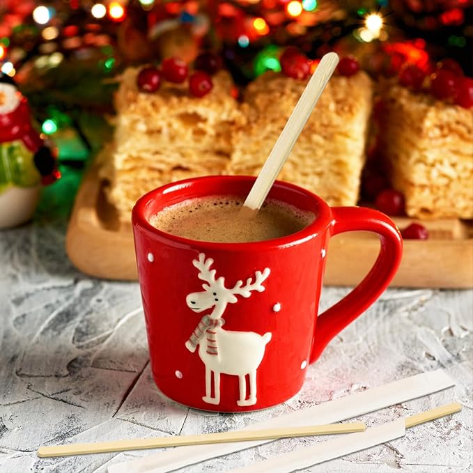 Bamboo Coffee Stirrers Individually Wrapped 1000 Count, 7 inch Coffee Stir Sticks - For Hot Drinks and Cocktails, Smooth End, Disposable and Travel-Friendly