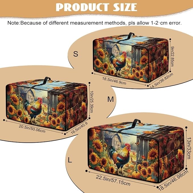 Toaster Oven Dust Cover Dustproof Smart Oven Air Fryer Microwave Cover with Pockets, Electric Appliance Protector Fall Home Decor, M, Chicken Rooster Sunflower Pumpkin Butterfly
