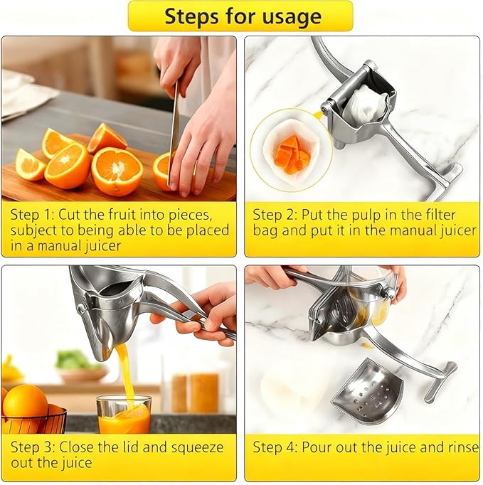 Hand Juicer Squeezer - Aluminum Alloy Fresh Fruit Juice Extractor, Fruit Juice Handheld Press Squeezer with Seed Filter, Heavy Duty Manual Hand Press Juicer for Citrus and Other Fruits (2PCS)