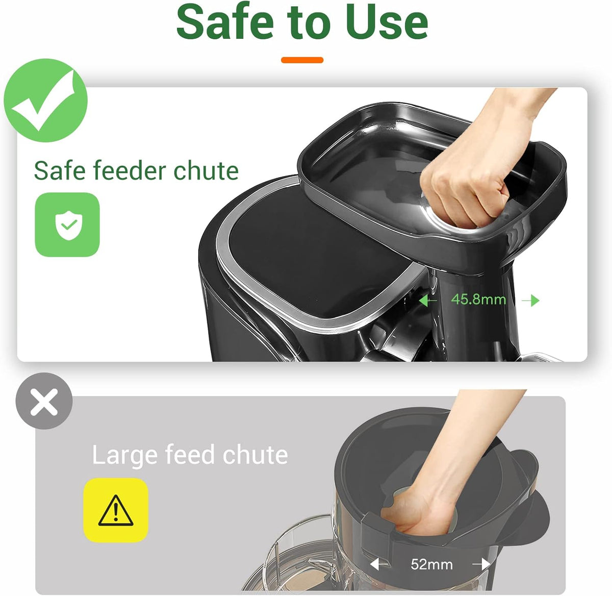 Juicer Machines, AMZCHEF Slow Cold Press Juicer with 2 Speed Modes, Travel bottles(500ML),Easy to Clean Brush & Quiet Motor for Vegetables & Fruits,Matte Black