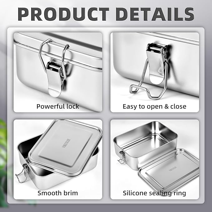 8 PCS Stainless Steel Bento Box 4-Size, Metal Lunch Box, Food Containers, Steel Lunch Container for Home, Work, Camping (550ml+850ml+1400ml+2400ml)*2