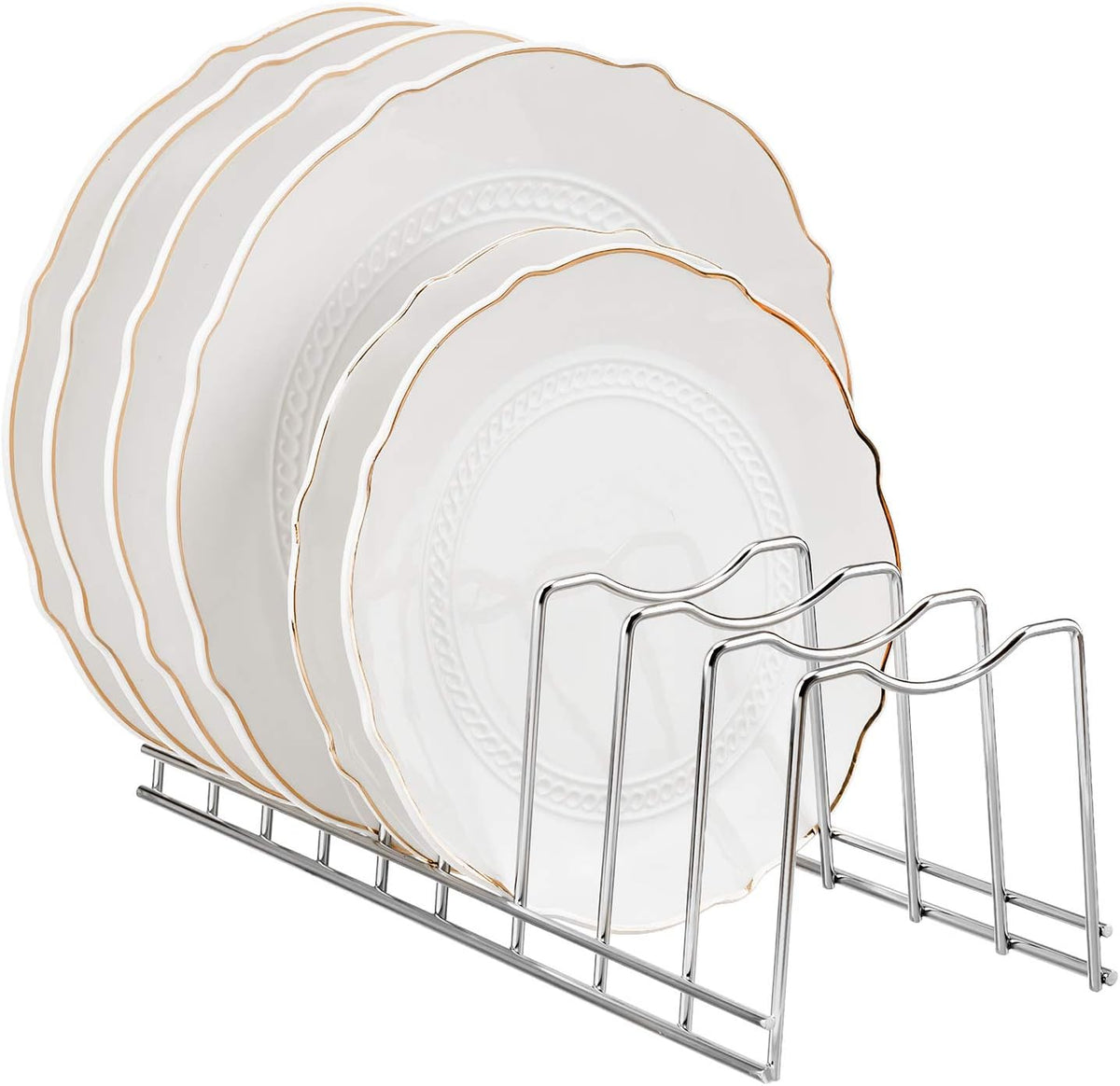Pot Lid Organizer, Kitchen Pot Lid Rack Holder, Rest Cutting Board, Baking Sheet, Pots & Pans, Serving Trays, Stainless Steel (Silver, 2)