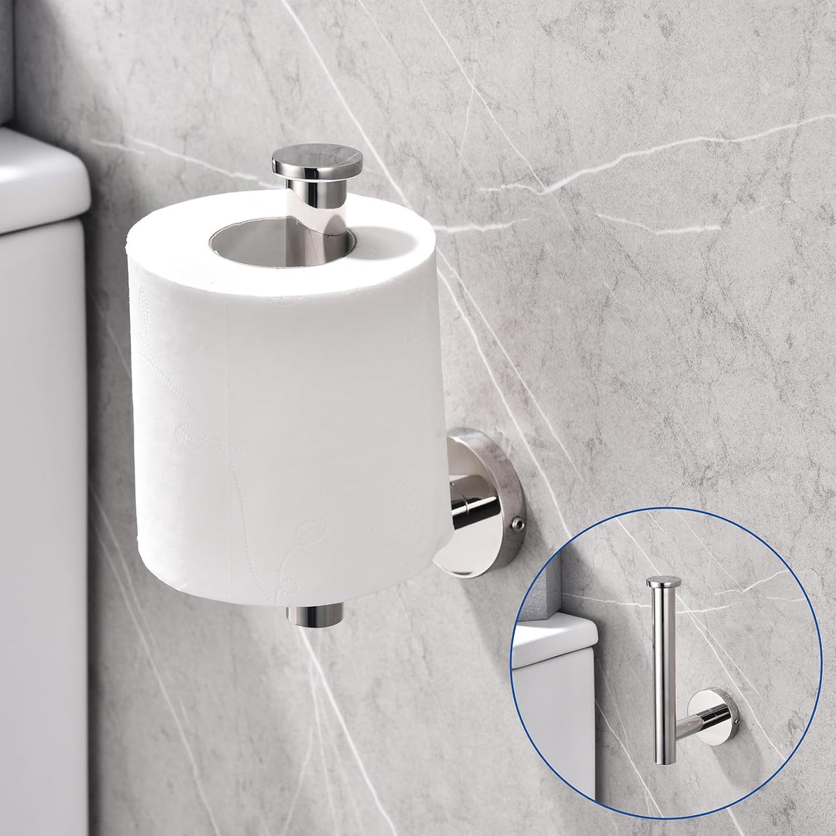 TASTOS Toilet Paper Holder SUS304 Stainless Steel Round Size Polished Chrome 2 Pack
