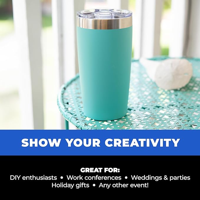 6 Ct of 20 Oz Two-Tone Himalayan Stainless Steel Tumbler with Lid – White – Customizable Insulated Cups for Water, Coffee, Hot & Iced Drinks – Great for DIY, Events, Work