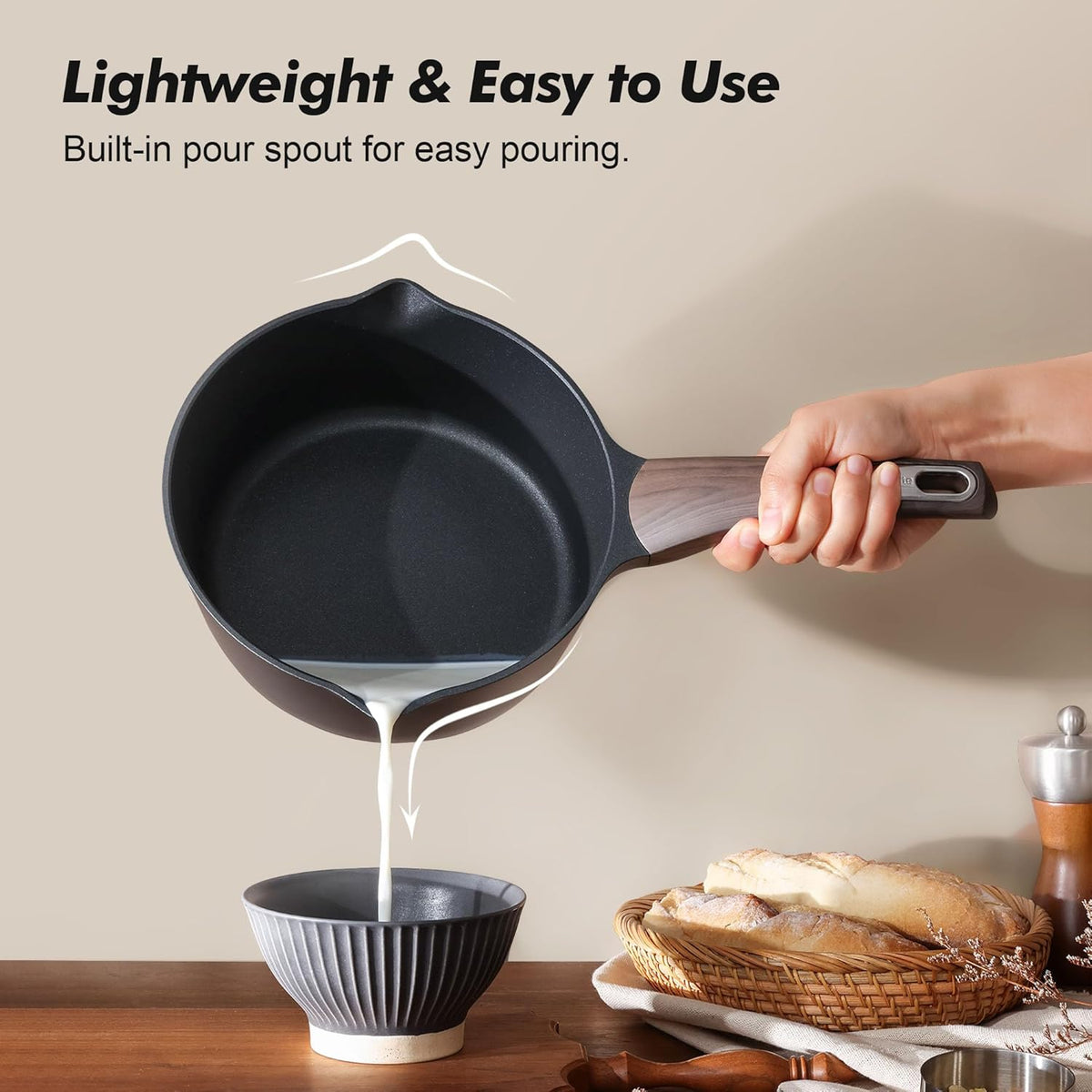 SENSARTE 1.5 & 2.5 Quart Sauce Pan Sets with Lid, Cooking Pots Set, Nonstick Saucepan Set with Pour Spout, Small Kitchen Pot, Non toxic Saucepot, Induction Comptable, Easy to Clean, PFOA Free
