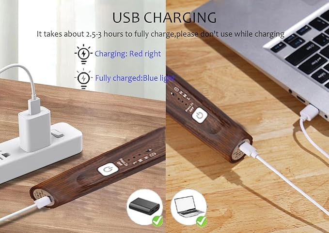 Milk Frother Handheld Foam Maker with 2 Stainless Stirring Head 3 Speed Rechargeable Electric Blender Milk Frother Wand Drink Mixer for Cappuccino Matcha Latte Hot Chocolate Protein Powder Egg (Blue)