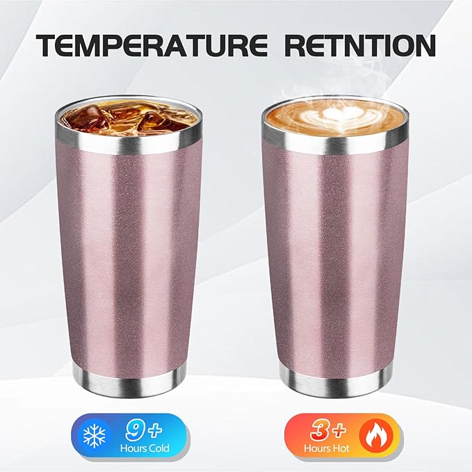 StarSpeed 20oz 8 pack Insulated Tumblers with Lid Stainless Steel Double Wall Tumbler Travel Coffee Cups Powder Coated Tapered Metal Thermal Mug Indoor Outdoor for Hot and Cold Drinks